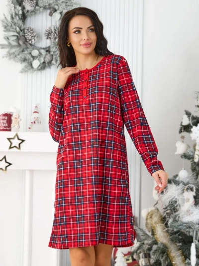 Royalfashion Baumwollkarierter Damen-Nachthemd