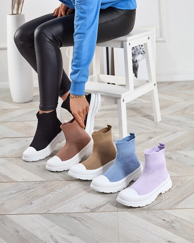 OUTLET Royalfashion Braun Damen Slipper hohe Sportschuhe a'la Sneakers Vertiks