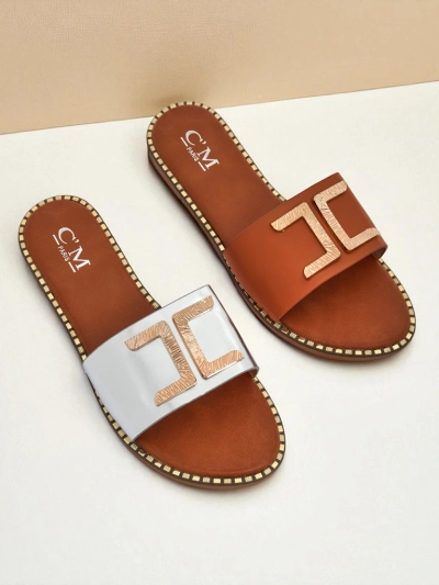 Royalfashion Damen-Pantoletten aus Kunstleder mit Verzierung Gildra