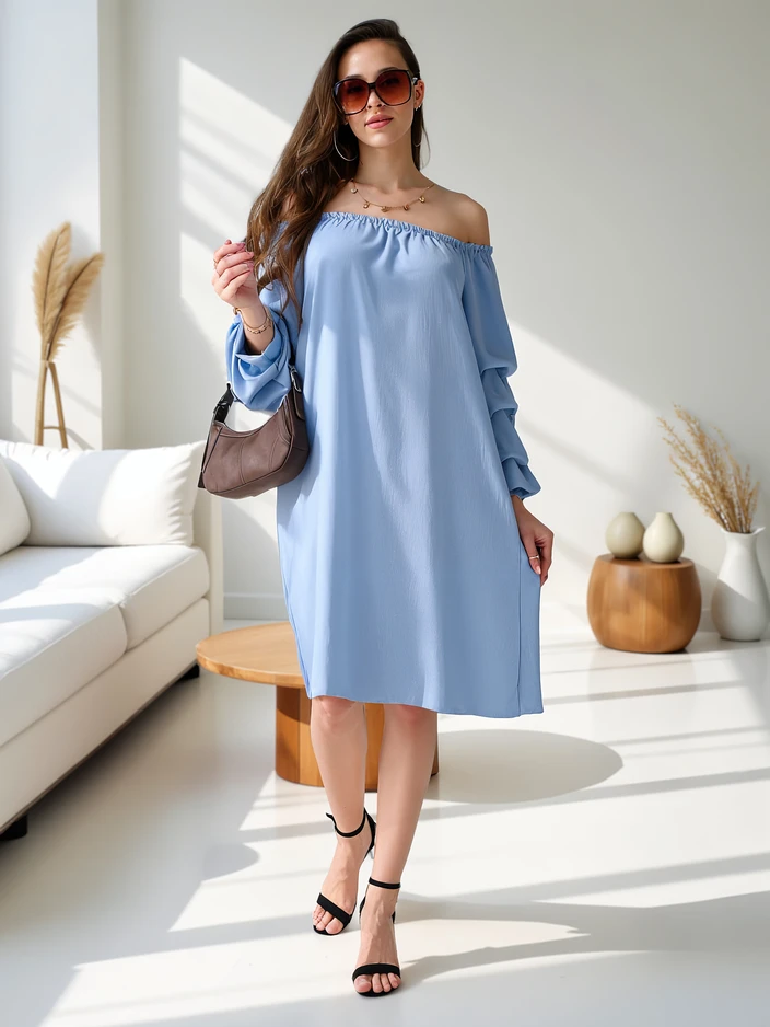 Royalfashion Glattes Damenkleid a'la Spanisch mit Rüschen