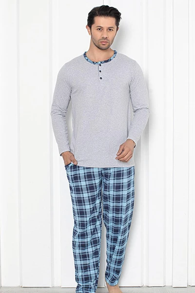 Royalfashion Baumwolle Herren kariertes Pyjama