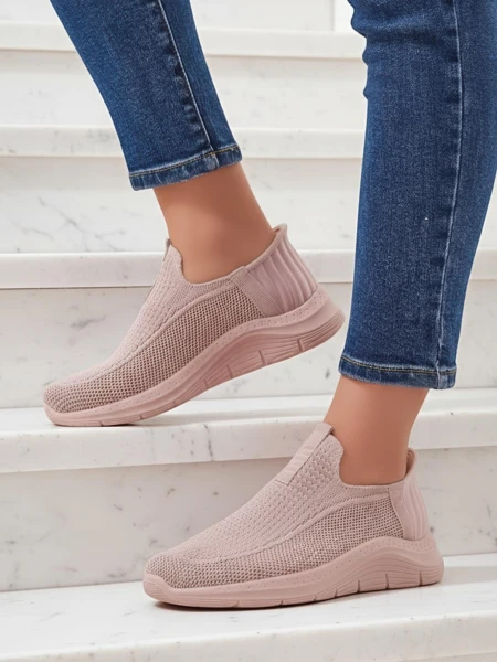 Damen-Sneakers Apollo Rosa – rosa Slip-on-Schuhe aus Stoff mit flacher Sohle
