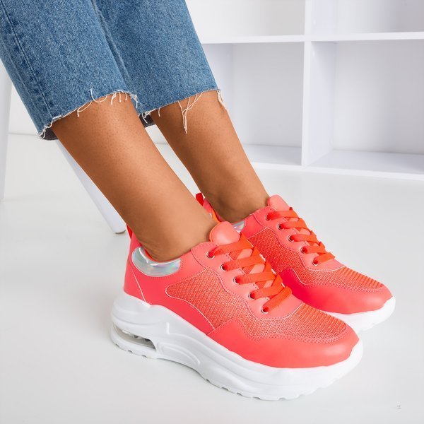 Neonorange Damen-Sportschuhe mit holografischen Piules-Einsätzen - Schuhe 1