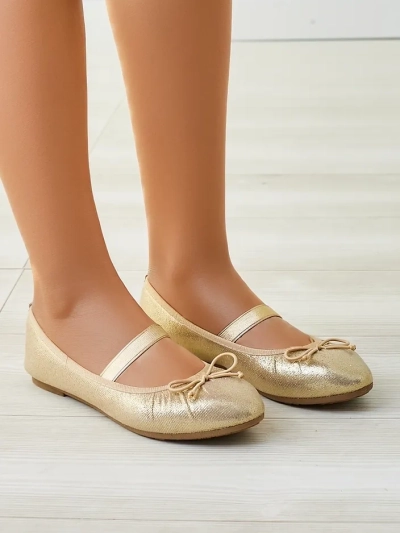 Royalfashion Glänzende Damenballerinas mit einer Schleife und elastischem Safte