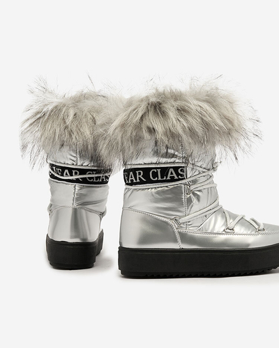 Royalfashion Silberne Schlupfstiefel a'la Schneestiefel für Frauen Efilayla