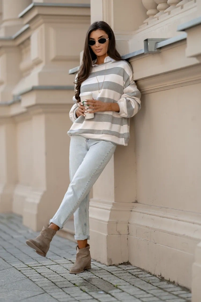 Royalfashion Thin Women's Striped Sweater