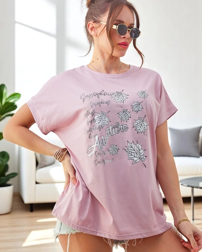 Royalfashion Damen Baumwoll-T-Shirt mit Blattdruck