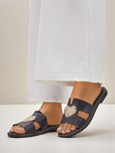 Royalfashion Damenflip-flops mit Herz Gold Herz