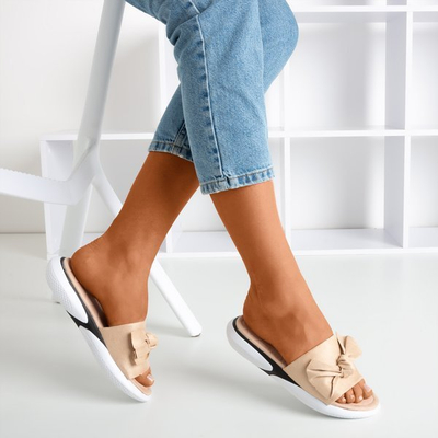 Beigefarbene Flip-Flops mit Schleife Semuala - Footwear 1