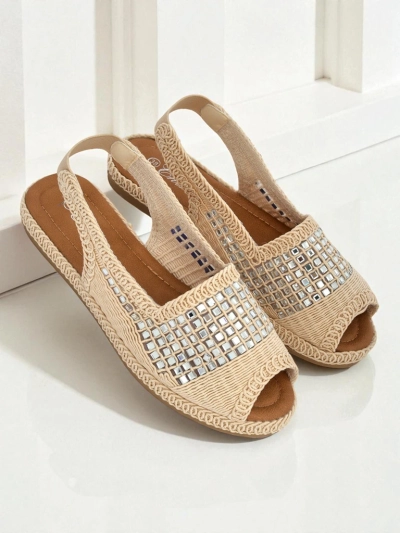 Damen-Espadrille-Sandalen mit Strasssteinen Belle Sparkle