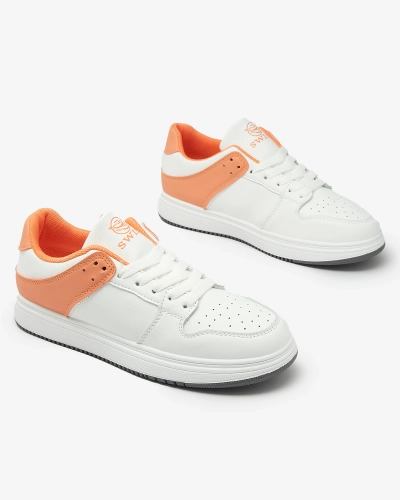 Royalfashion Weiße und orangefarbene Damen Sportschuhe Elevace