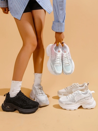 Royalfashion Damen Sport Sneaker mit Strass Bloss