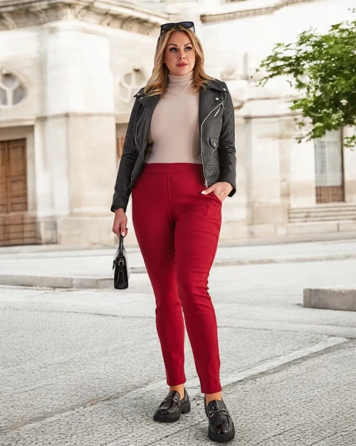 Жіночі бордові утеплені трегінси - Одяг