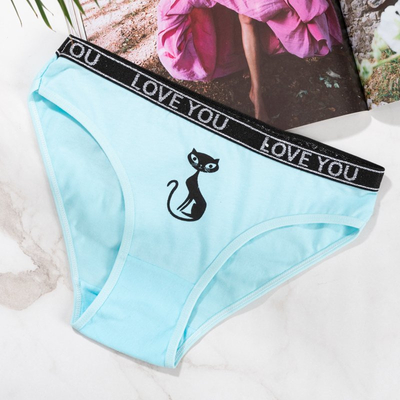 Mint-Baumwollslip für Damen mit Kätzchen - Unterwäsche