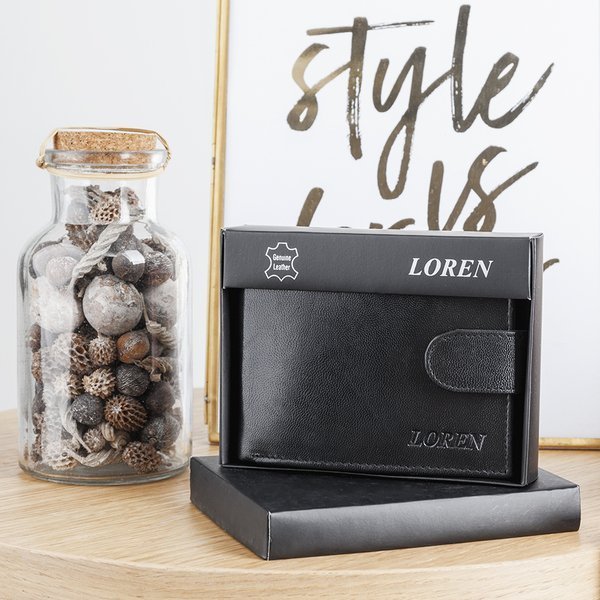 Schwarze Herrenbrieftasche mit Knopf - Brieftasche