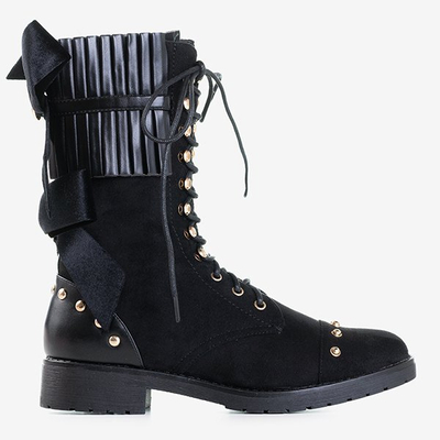 Schwarze Damenstiefel mit Farida-Ornamenten - Schuhe