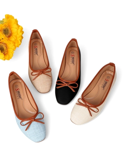 Royalfashion Damen Ballettschuhe mit Glitzer und einer Schleife Aramie
