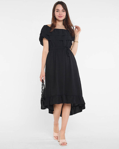 Schwarzes Damenkleid mit Rüschen - Kleidung