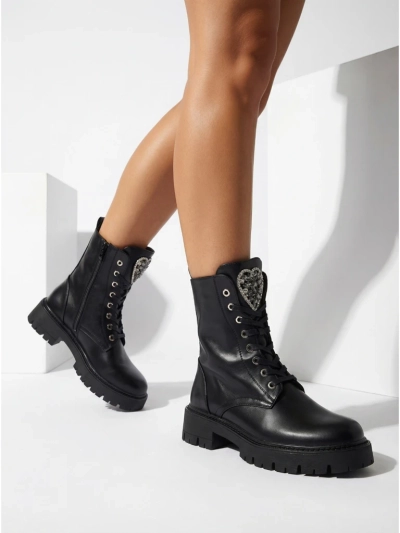 Luna Damenstiefel Schwarz Leder Elegant für den Herbst