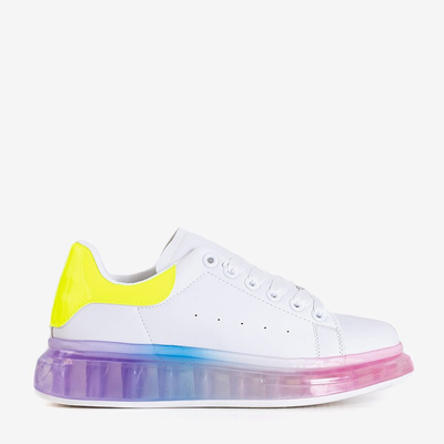 Білі жіночі кросівки на кольоровій підошві Palmer - Взуття