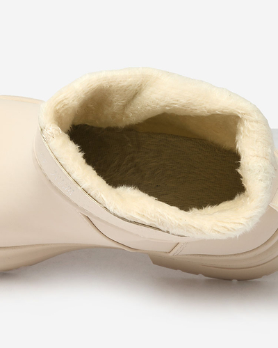 Royalfashion Beige matte Damenstiefel mit dickerer Sohle Holeopi