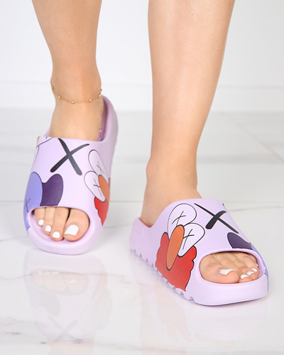 Violette Gummihausschuhe für Damen mit Pfizz-Aufdruck - Schuhe