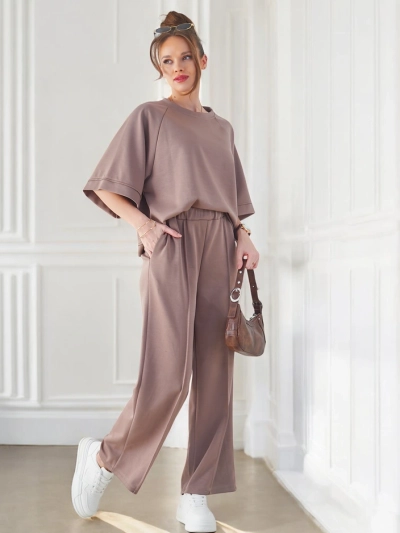 Royalfashion Damen-Set mit kurzen Ärmeln und weiten Hosen
