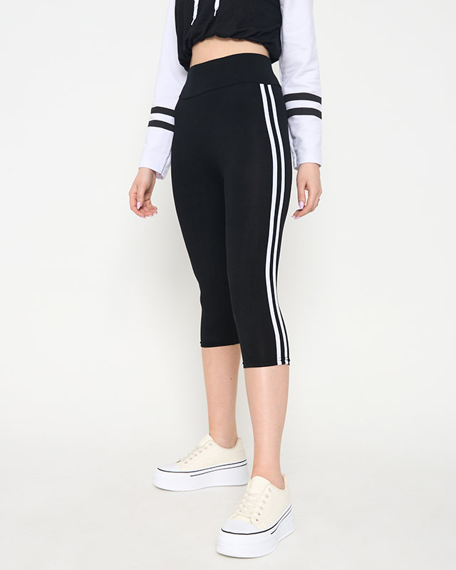 Schwarze Damen-Leggings mit Streifen - Kleidung