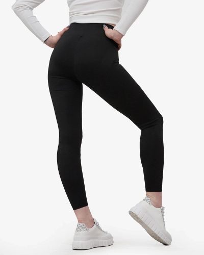 Damen Leggings mit breitem Gummibund in Schwarz- Kleidung