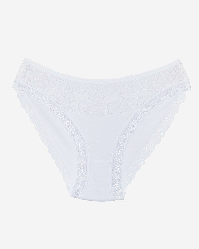 Damenslip aus weißer Baumwolle mit Spitze - Unterwäsche