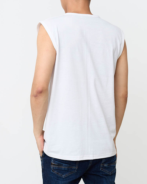 Чоловіча біла футболка без рукавів - Одяг