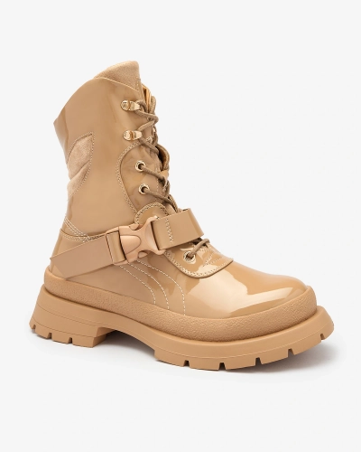 Royalfashion Lackstiefel für Damen in Hellbraun Setogy