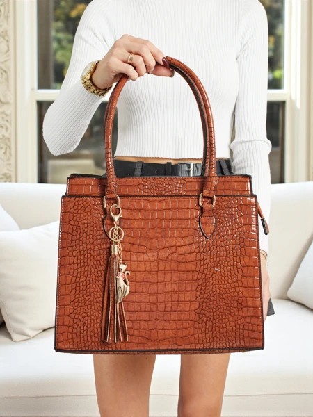 Damen Shopper Handtasche aus Öko-Leder mit Prägung Seraphyne