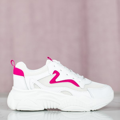 Weiße Papaschuhe mit pinkfarbenem Mia-Einsatz - Schuhe 1