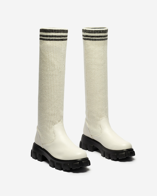 Жіночі високі черевики-сліпони в кольорі екрю Alerpi- Footwear