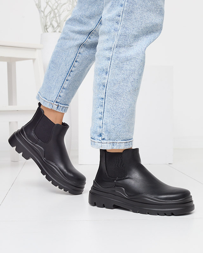 Schwarze Damen-Slipper mit dickerer Beja-Sohle - Schuhe
