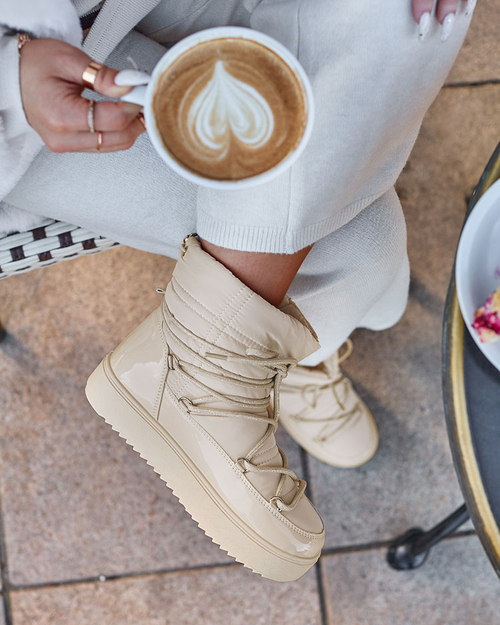 Royalfashion Жіночі черевики-сліпони a'la snow boots бежевого кольору Nevsone