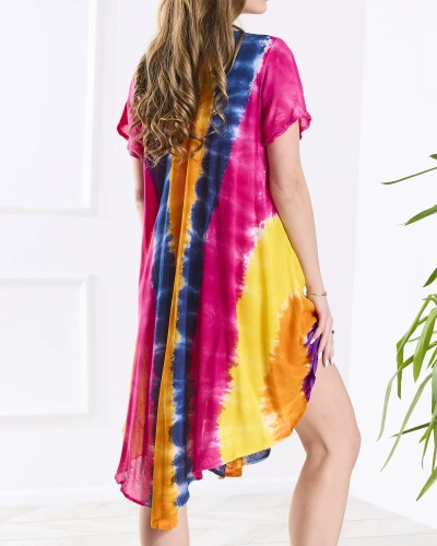 Помаранчеве і темно-синє жіноче покривало на пляж з нашивками - Одяг