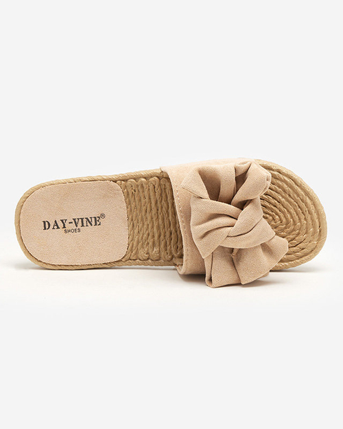 OUTLET Жіночі бежеві тапочки з бантом Terina - Взуття