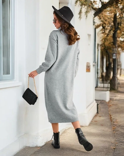 Royalfashion Damen langes Pulloverkleid