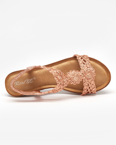 Gold-rosa Damen-Keilsandalen Asofi- Footwear