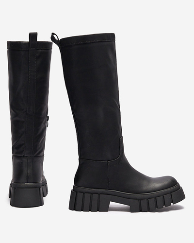 OUTLET Schwarze halbhohe Damenstiefel Astaroth - Schuhe