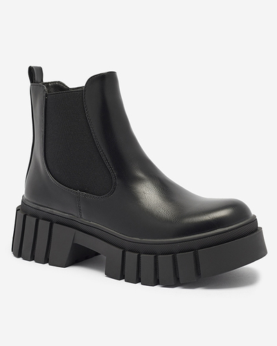 Schwarze Damenstiefel mit dickerer Sohle Olilno- Footwear