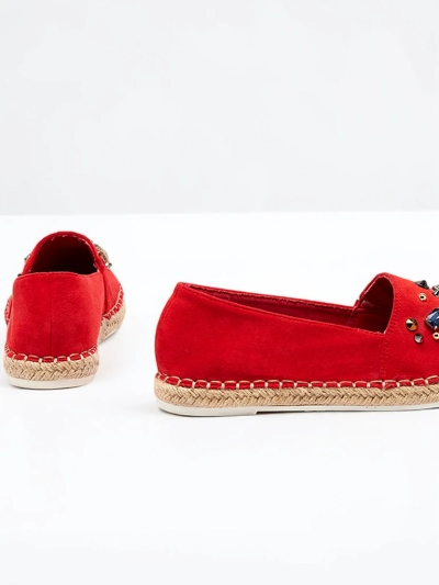 Rote Damen-Espadrilles aus Öko-Wildleder mit Zirkonia Mediros - Footwear