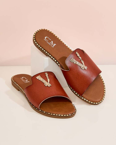Royalfashion Damen Öko-Leder-Flip-Flops Cemenna