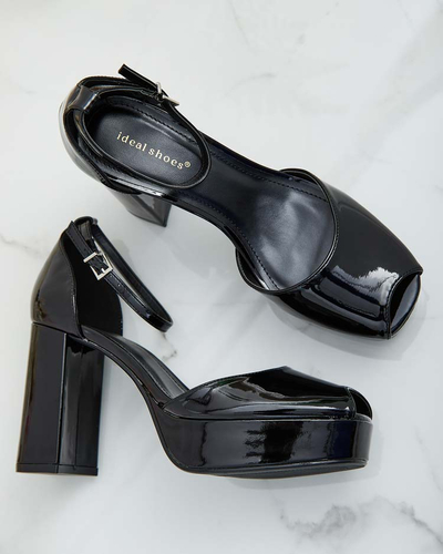 Royalfashion Damen Lefeyoa lackierte Pfostensandalen