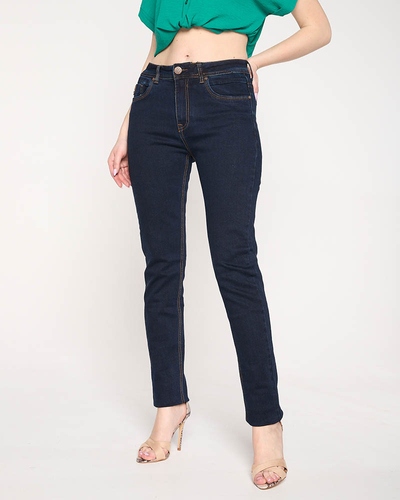 Marineblaue, gerade Damenjeans in PLUS SIZE - Kleidung