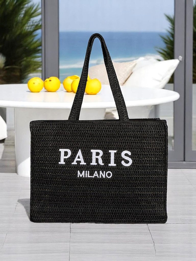 Royalfashion Große Strohtasche Damen Paris Milano Large