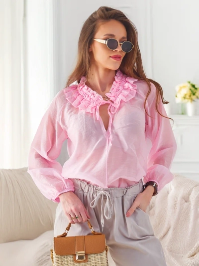 Royalfashion Transparente Damenbluse mit Dekokragen