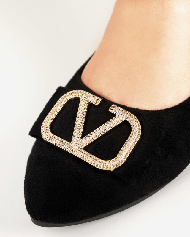 Schwarze Damen-Ballerinas mit Verzierung an der Spitze Cavo - Footwear